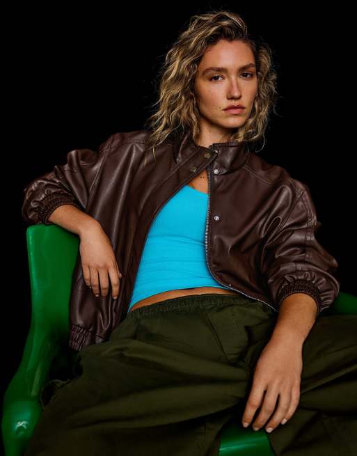 Bershka - Jack met leereffect in bruin, 2 van 5
