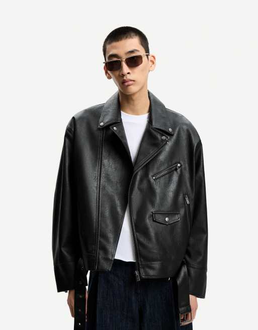 Bershka - Jack met leereffect in zwart