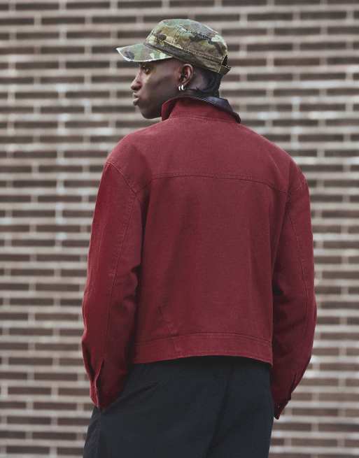 Bershka jack met leerlook en kraagsluiting in rood, 3 van 6