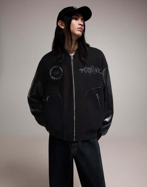 Bershka - Jack met mouwen met leereffect in zwart - view 1