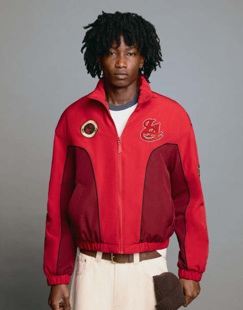 Bershka - Jack met rits en print in rood - view 1