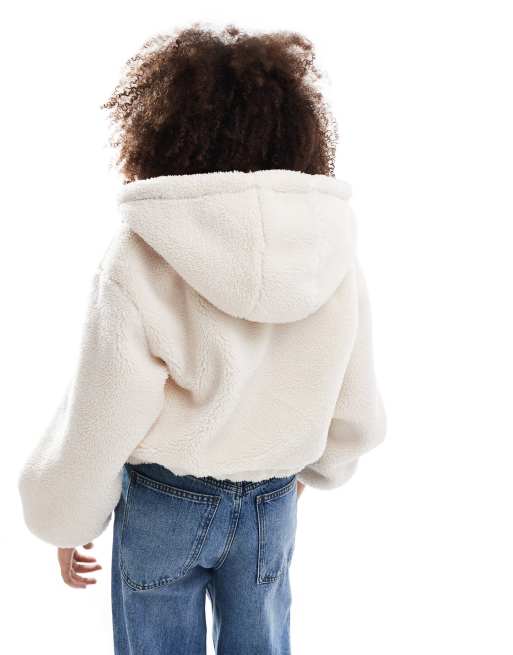 Bershka - Jack van borg met capuchon in ecru, 4 van 4