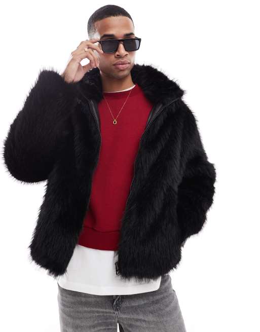 Bershka - Jack van imitatiebont in zwart