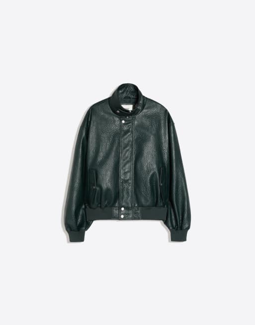 Bershka jack van imitatieleer in groen, 5 van 5