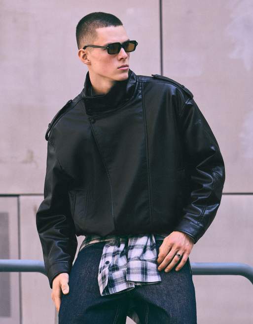 Bershka - Jack van imitatieleer in zwart, 5 van 7