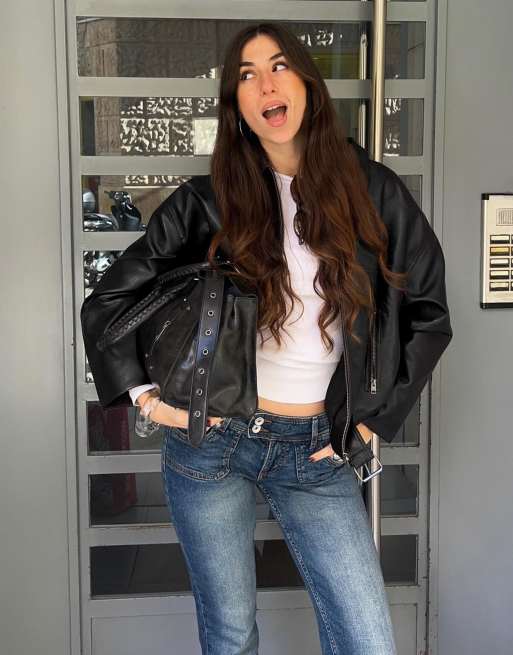 Bershka - Jack van imitatieleer met riem in zwart, 4 van 4