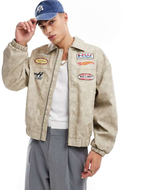 Bershka - Jack van imitatieleer met stone wash in stone