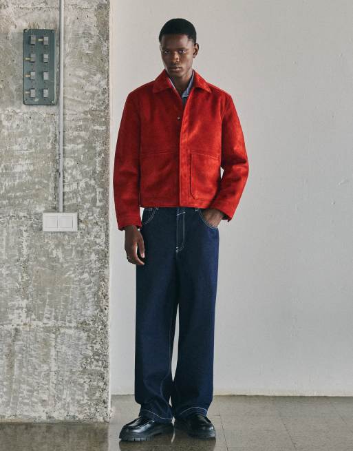 Bershka jack van imitatiesuède in rood, 2 van 5