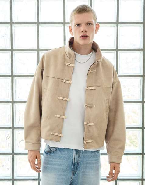 Bershka jack van imitatiesuède met sluiting in lichtbruin - view 1