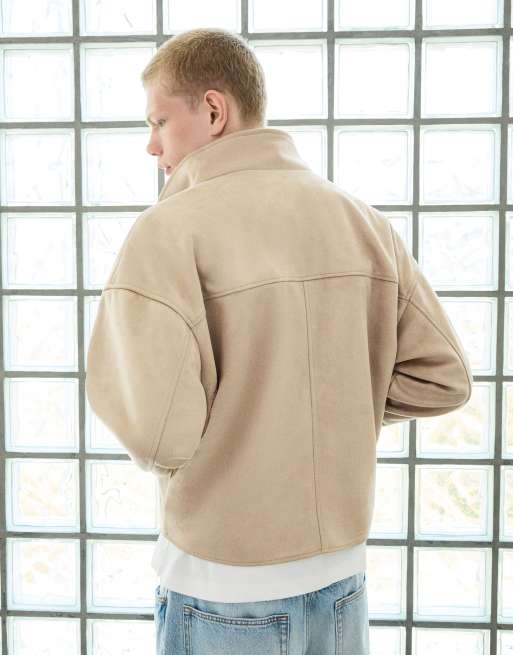 Bershka jack van imitatiesuède met sluiting in wit, 3 van 5