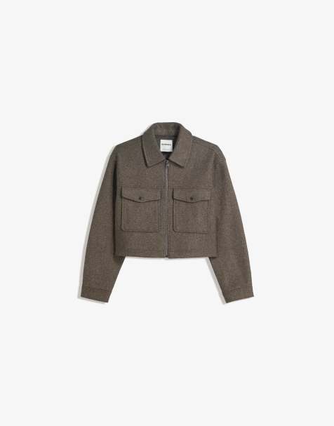 Bershka - Jack van zacht vilt met textuur in bruin - view 1