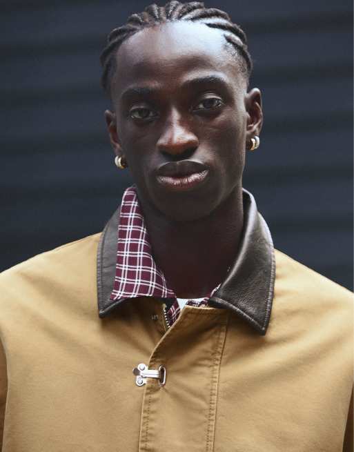 Bershka jacka med spännen och kontrasterande krage i beige, 4 av 7