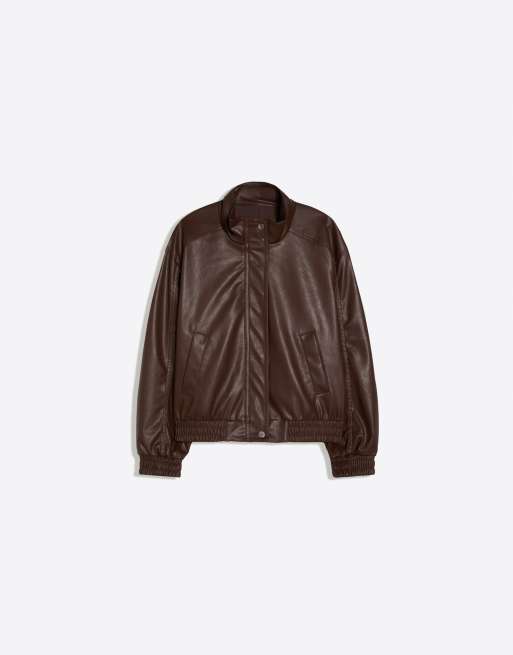 Bershka – Jacke aus Kunstleder in Braun, 5 von 5