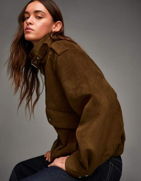 Bershka – Jacke aus Wildlederimitat in Braun - view 1