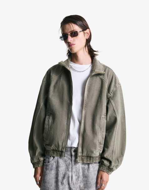 Bershka – Jacke in Schwarz mit verwaschenem Effekt - view 1