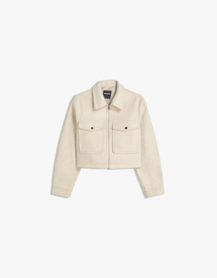 Bershka - Jacke mit weicher Filzstruktur in Beige-Neutral