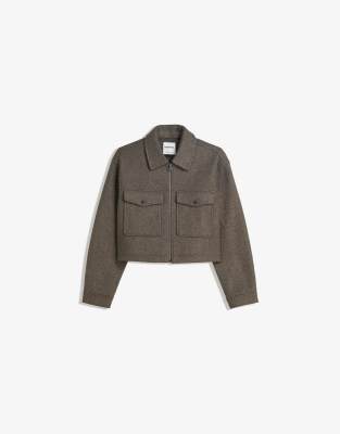 Bershka - Jacke mit weicher Filzstruktur in Braun
