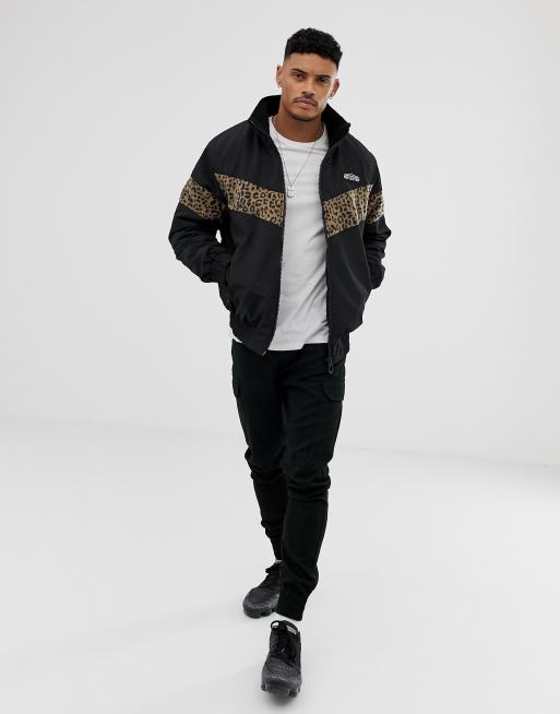 Bershka with leopard print fleece panels in black | ASOS