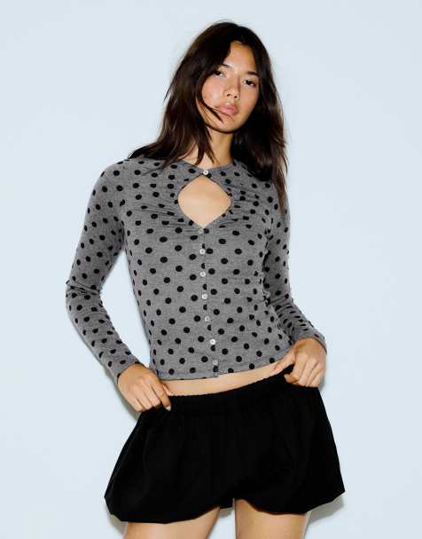 Bershka Jacket with neckline split in grey - view 1