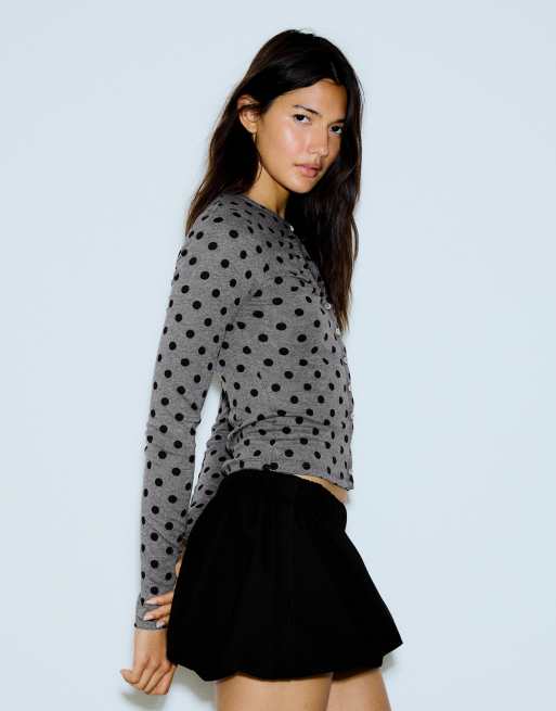 Bershka Jacket with neckline split in grey, 4 of 5