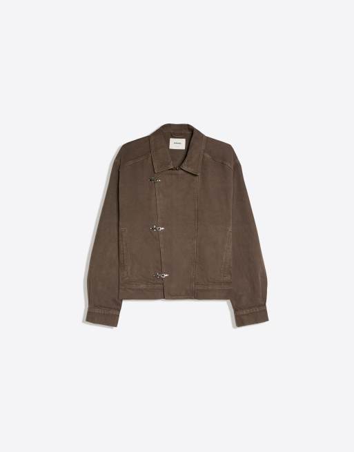 Bershka Jacket with toggle fastenings in brown, 5 of 6