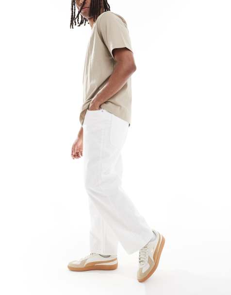 Bershka jacquard baggy jeans in ecru - view 1