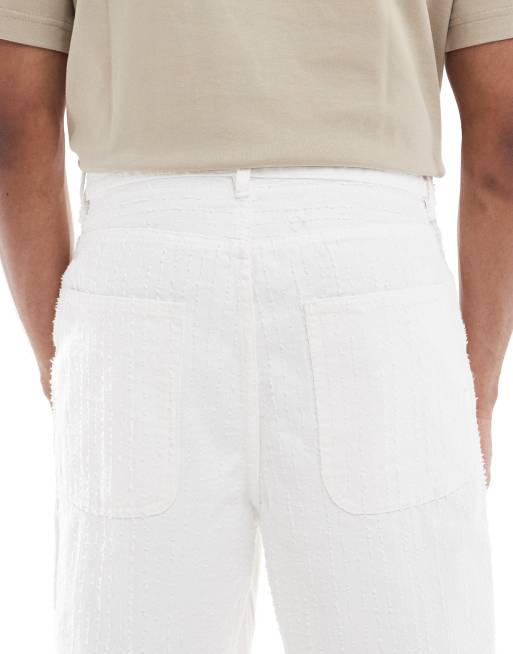 Bershka - Jacquard baggy jeans in ecru, 4 van 5