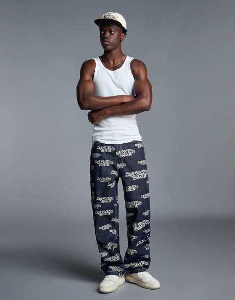 Bershka jacquard-bukser i blå - view 1