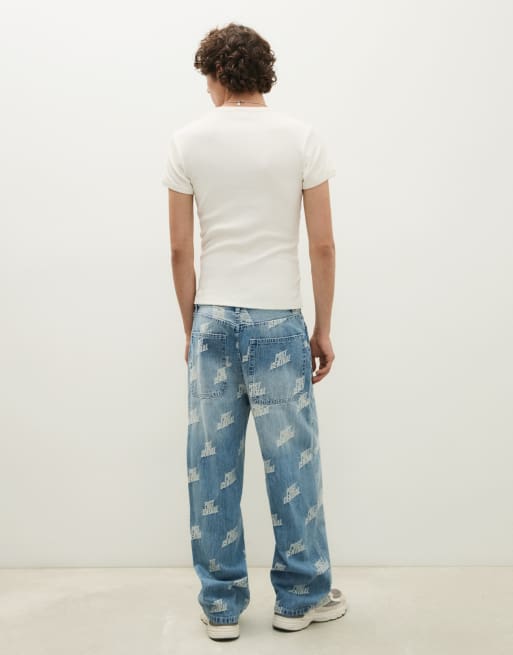 Bershka Jacquard-Hose in Blau, 3 von 5