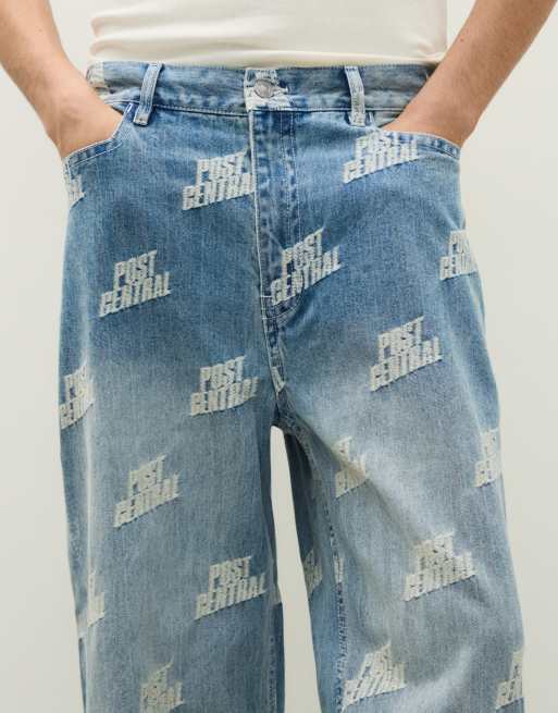 Bershka Jacquard-Hose in Blau, 4 von 5