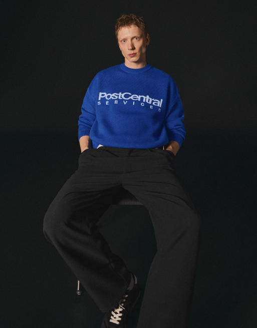 Bershka Jacquard knit jumper in blue, 4 of 4