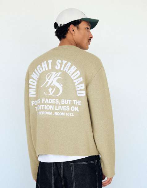 Bershka – Jacquard-Pullover in Grün mit Print - view 1