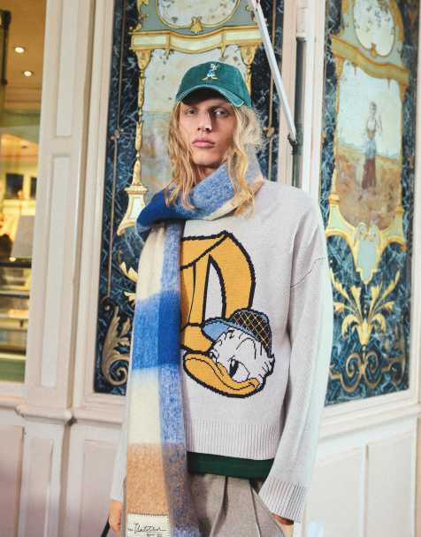 Bershka - Jacquard trui met Donald Duck-design in wit - view 1