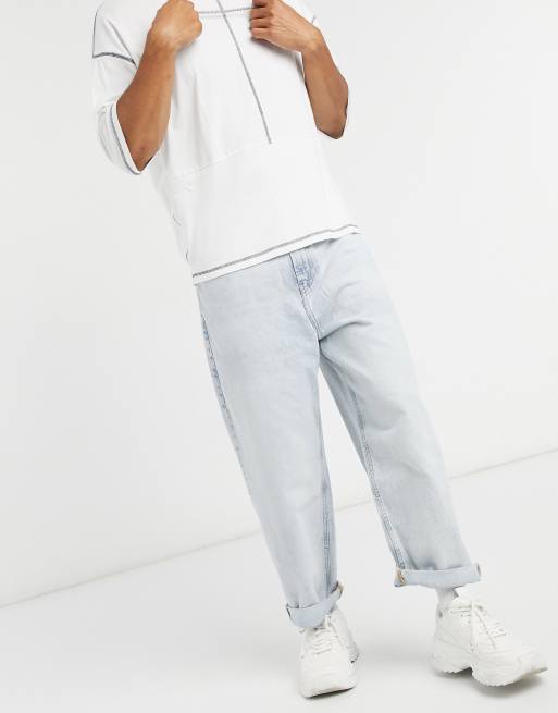 Bershka - Jaren 90 jeans met wijde pijpen in blauw