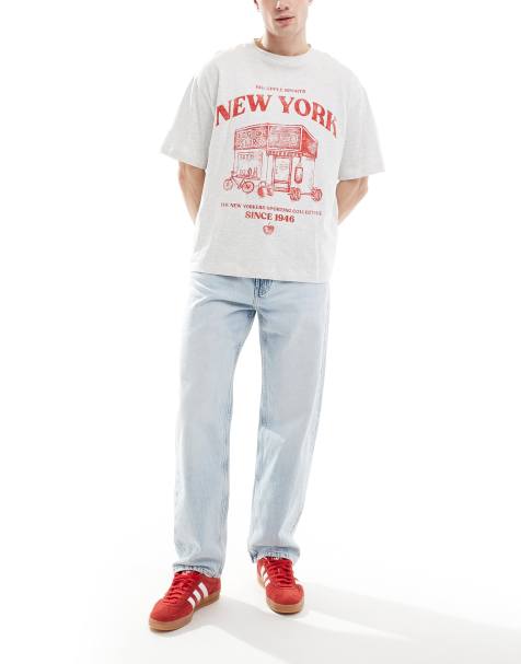 Bershka - Jaren 90-stijl rechte jeans in lichtblauw - view 1
