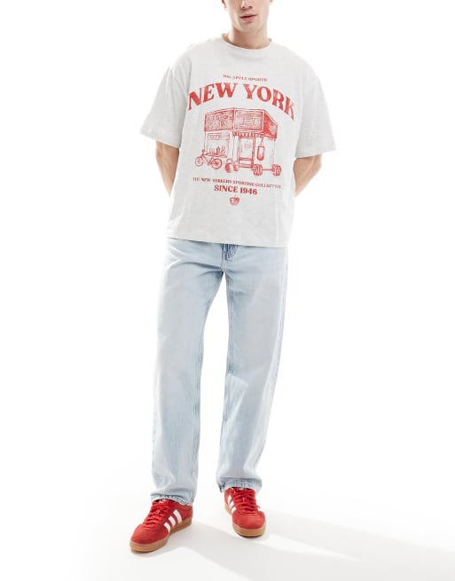 Bershka – Jasnoniebieskie jeansy o prostym kroju w stylu lat 90.