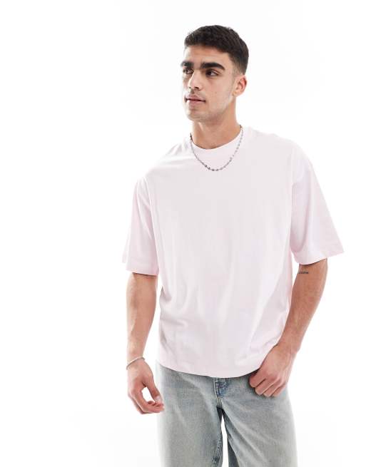 Bershka – Jasnoróżowy T-shirt oversize