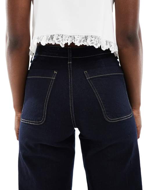 Bershka - Jean à taille haute avec poches - Indigo, 4 de 5