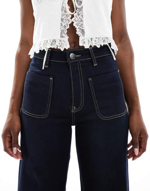 Bershka - Jean à taille haute avec poches - Indigo, 5 de 5