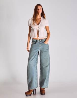 Jean ample à taille basse - Bleu moyen 32