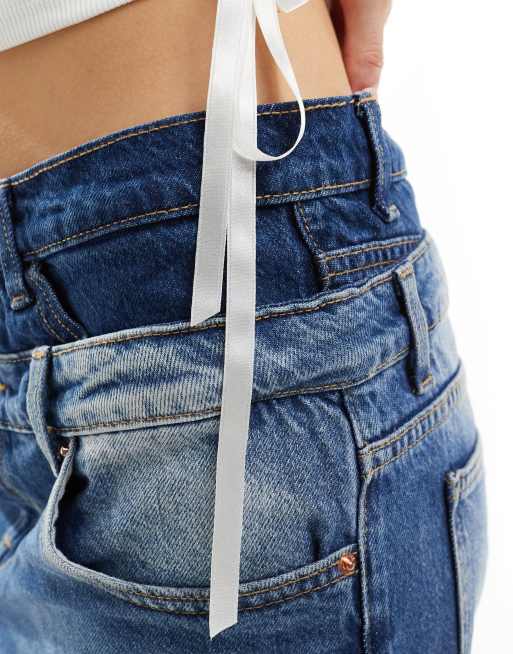 Bershka - Jean ample avec taille à revers - Indigo délavé, 5 de 5