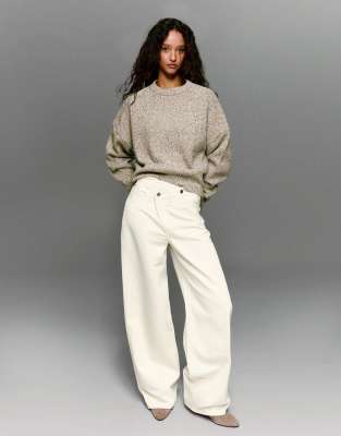 Bershka - Jean ample - Écru-Blanc