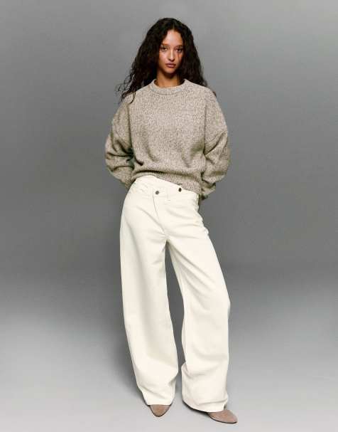 Bershka - Jean ample - Écru - view 1