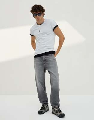 Bershka - Jean ample - Gris
