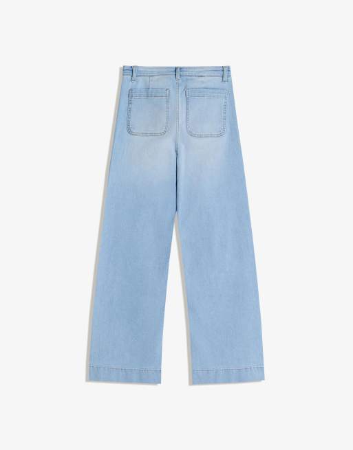 Bershka - Jean ample sans coutures à poches - Bleu clair, 4 de 4