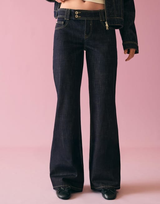 Bershka - Jean baggy à imprimé - Bleu, 2 de 4