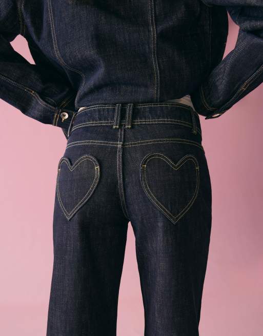 Bershka - Jean baggy à imprimé - Bleu, 3 de 4