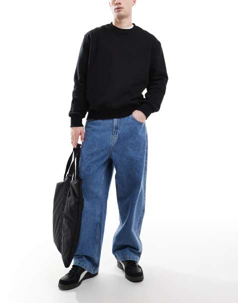 Bershka - Jean baggy ample - Bleu foncé - view 1