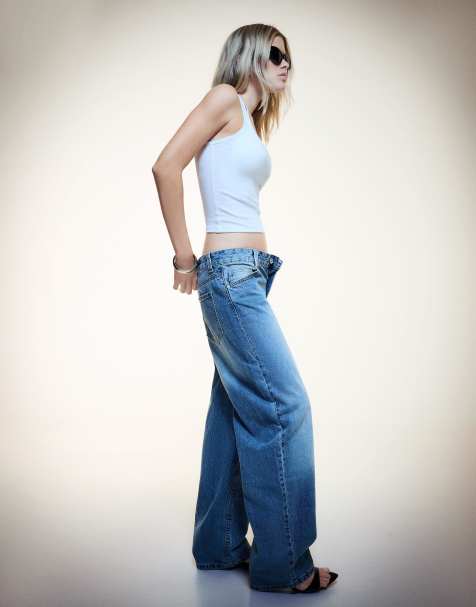 Bershka - Jean baggy ample - Bleu - view 1
