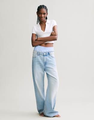 Bershka - Jean baggy - Bleu clair
